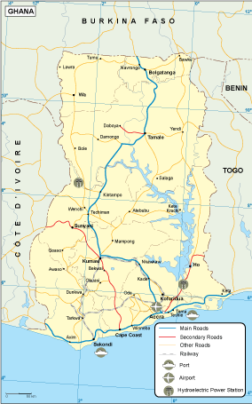 Ghana transportation eps map vector