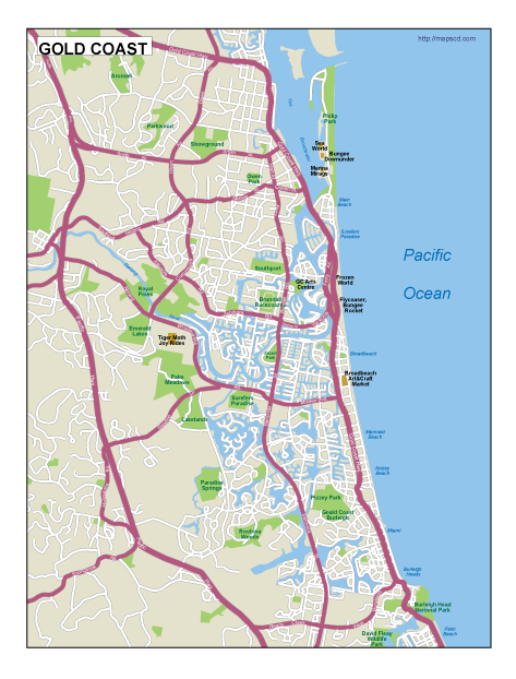 Gold Coast EPS map vector
