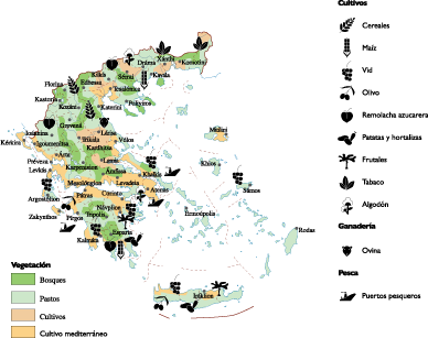 Greece Agricultural eps map vector