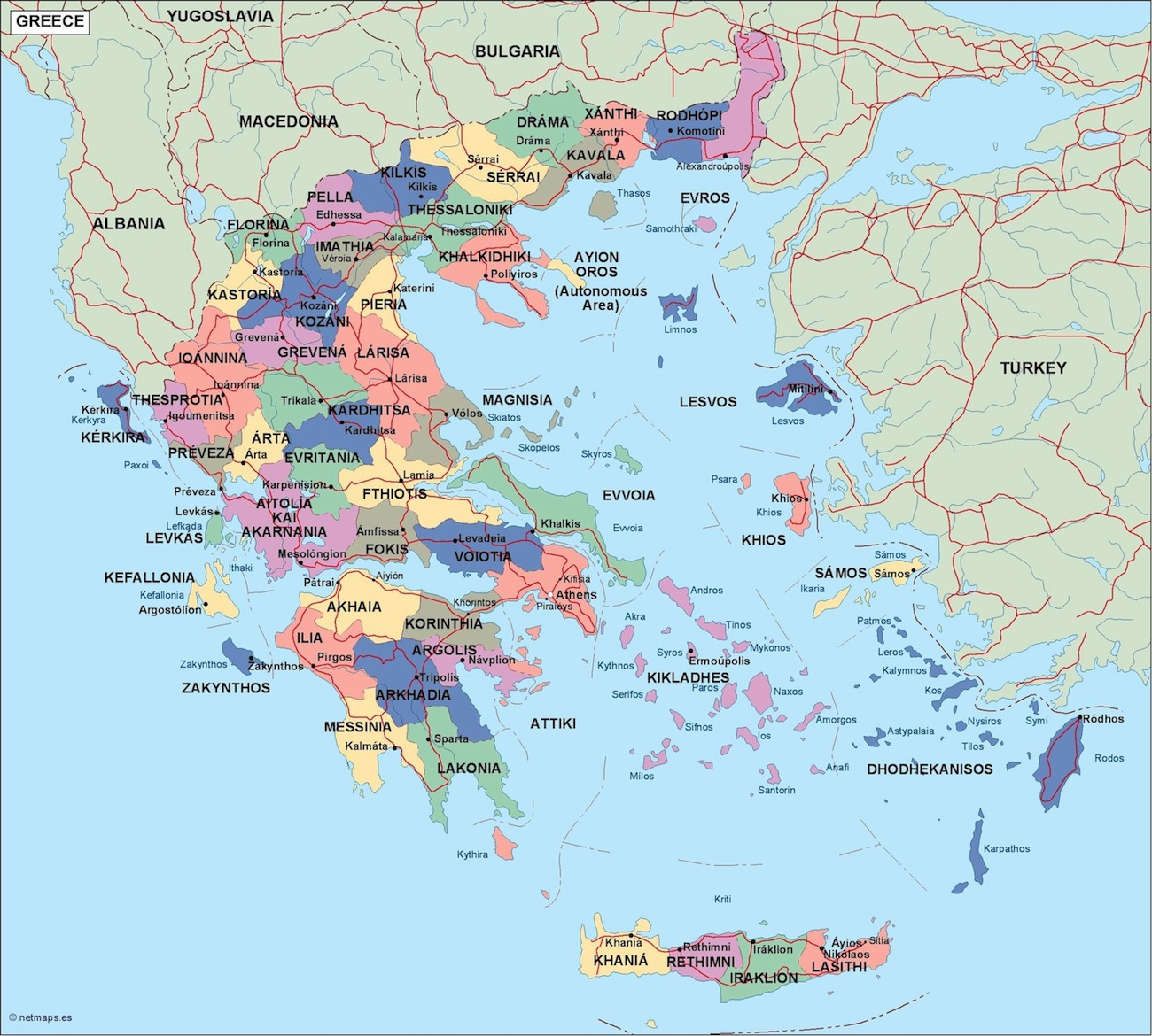 Greece political eps map vector