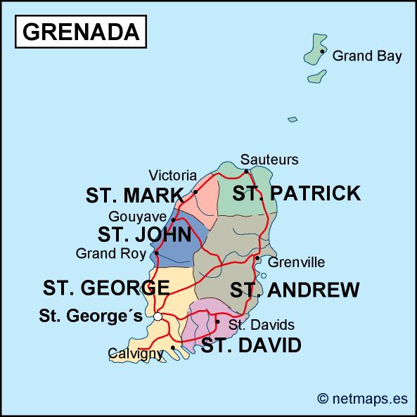 Grenada political eps map vector