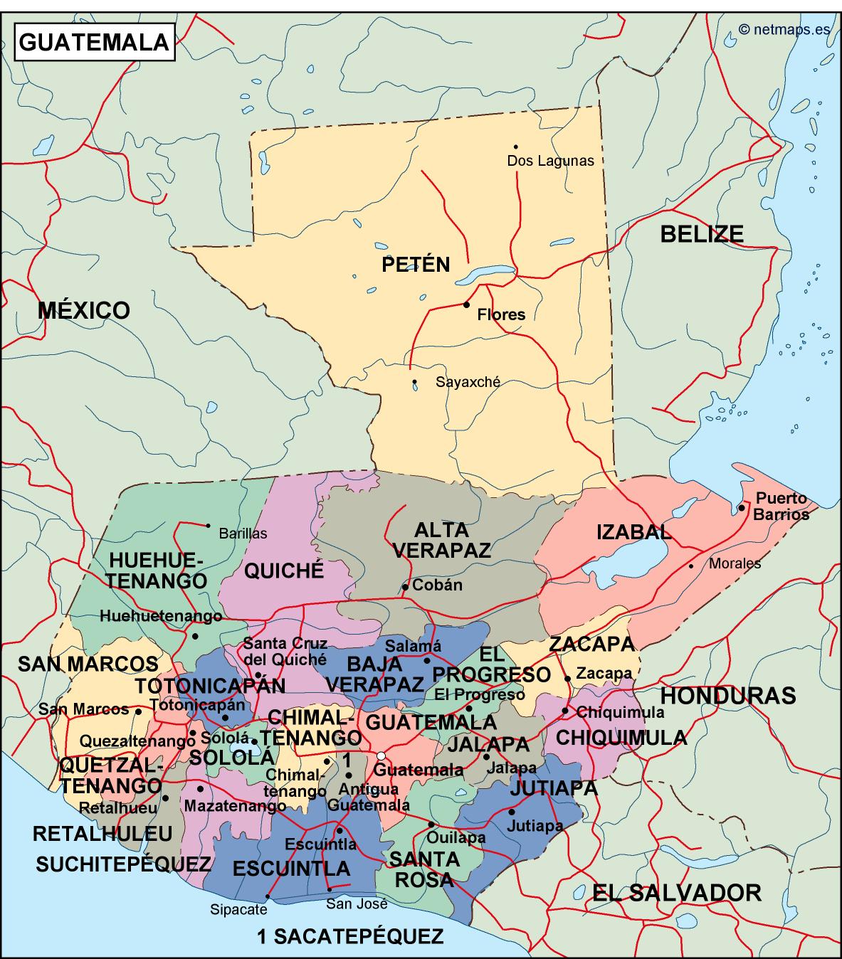 Guatemala political eps map vector