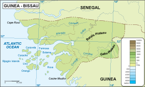 Guinea Bissau physical eps map vector