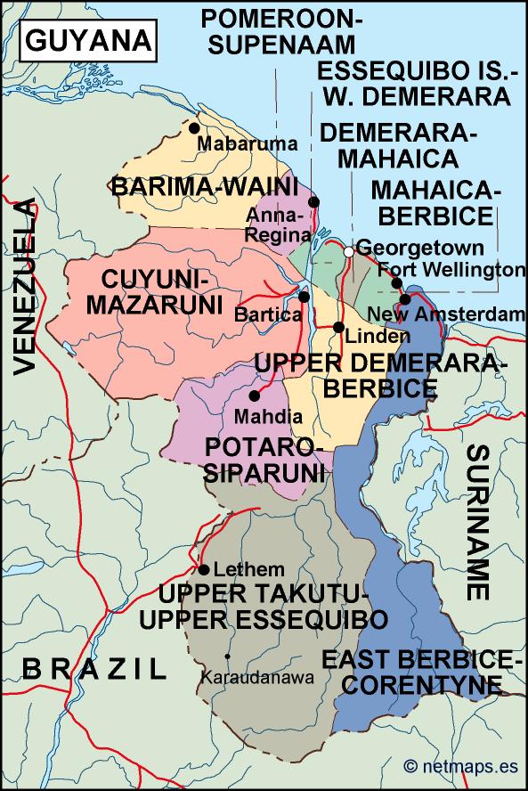 Guyana political eps map vector