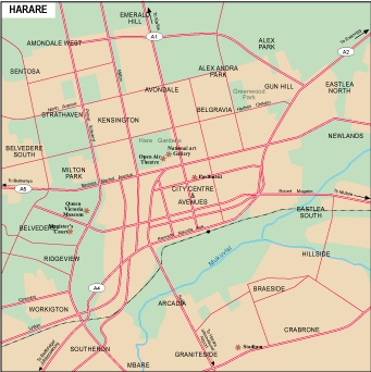 Harare city eps map vector