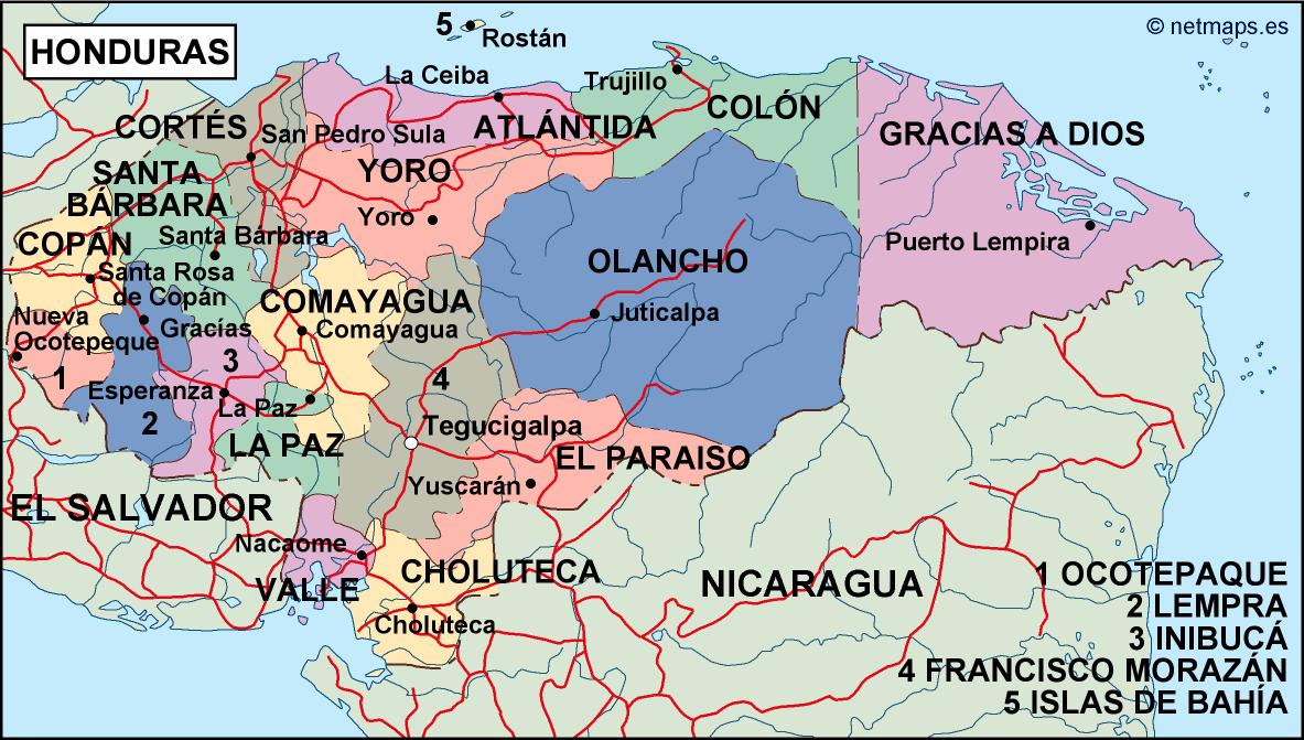 Honduras political eps map vector