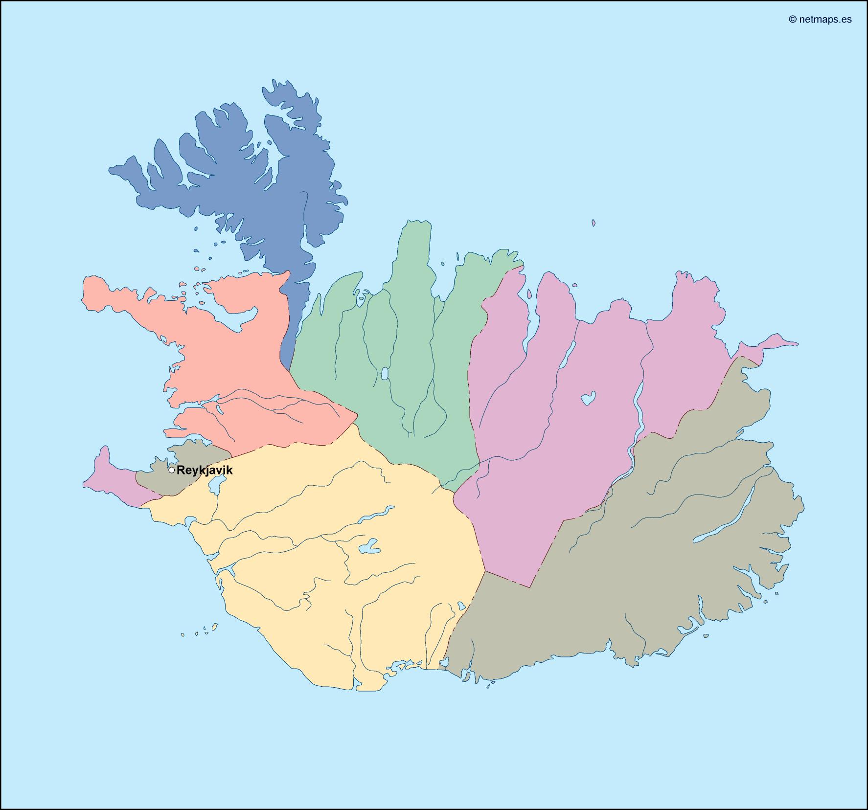 Iceland eps map vector