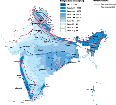 India Climate eps map vector