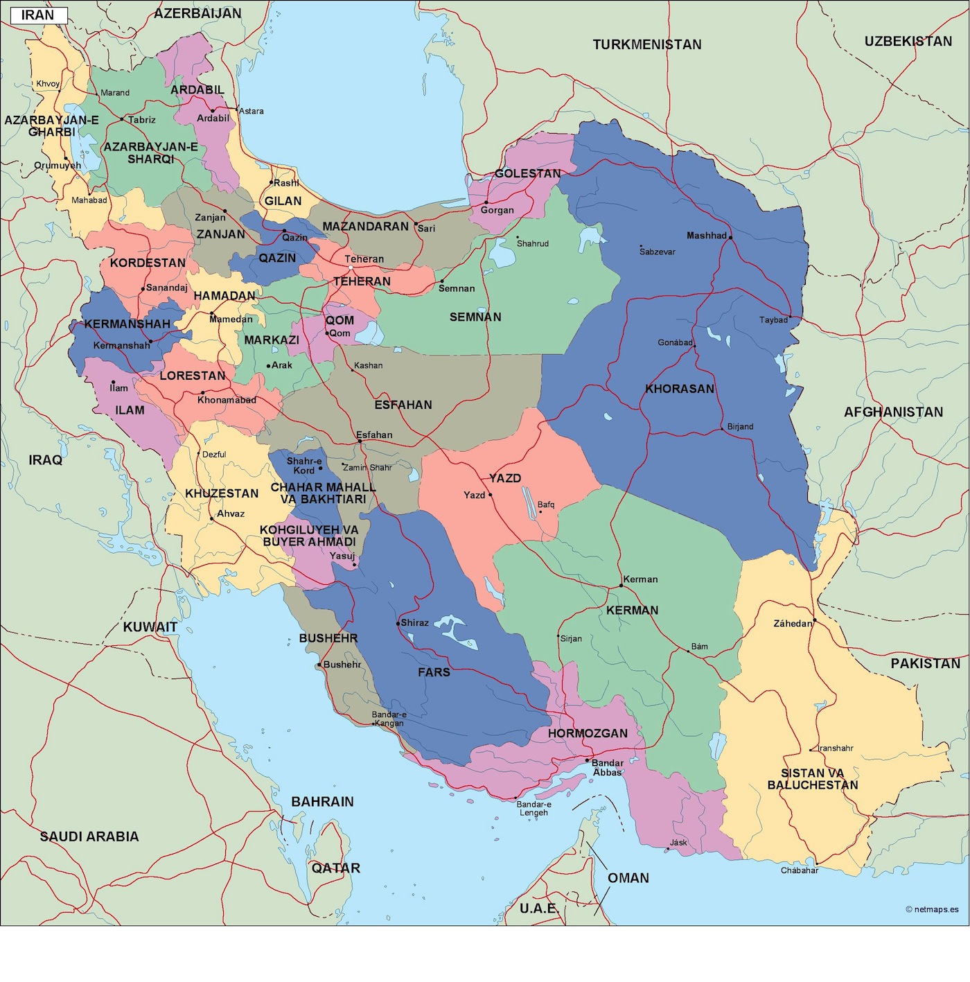 Iran political eps map vector