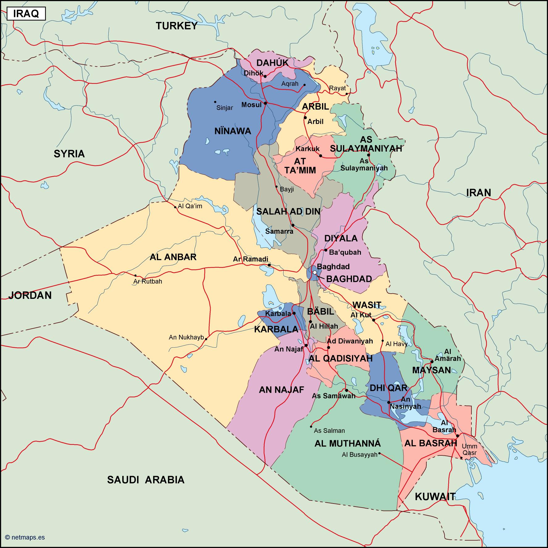 Iraq political eps map vector