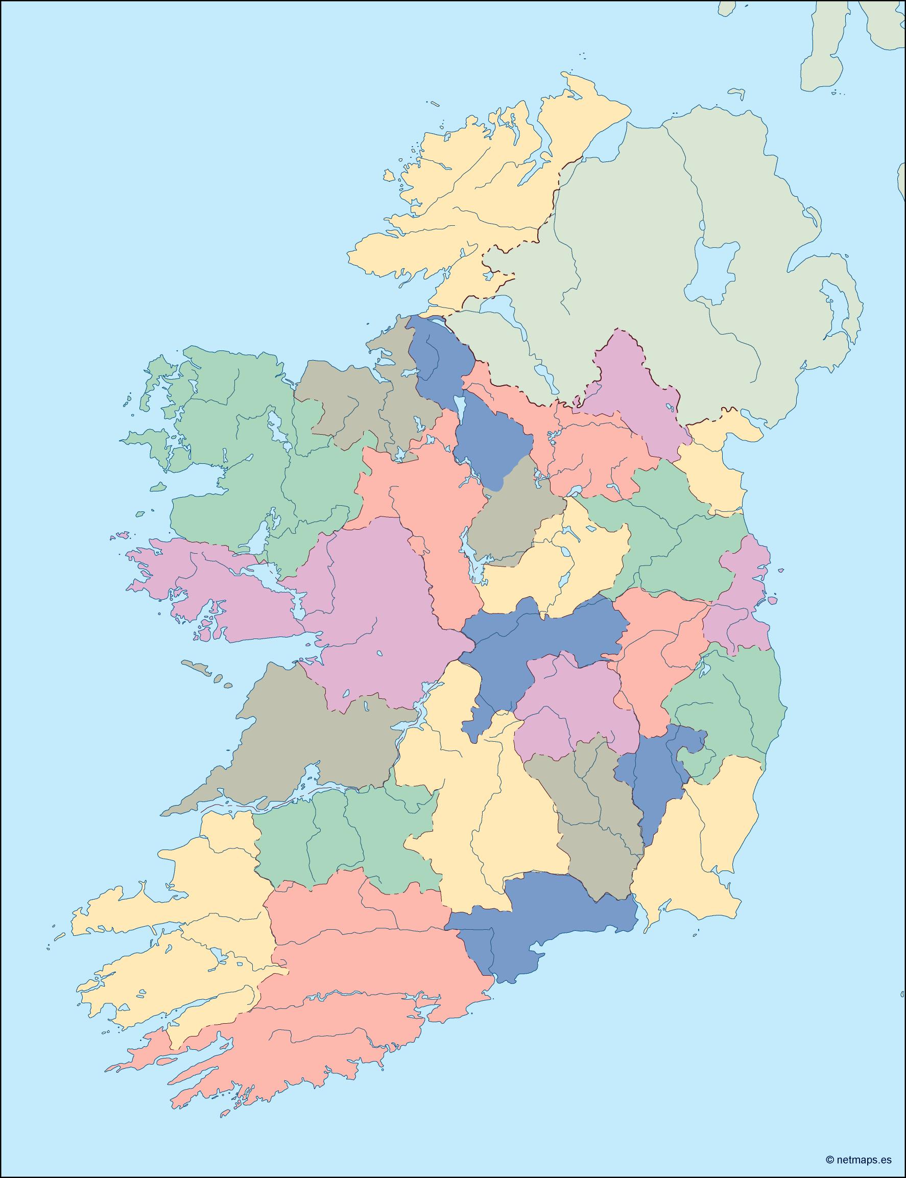 Ireland blind eps map vector