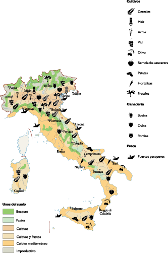 Italy Agricultural eps map vector