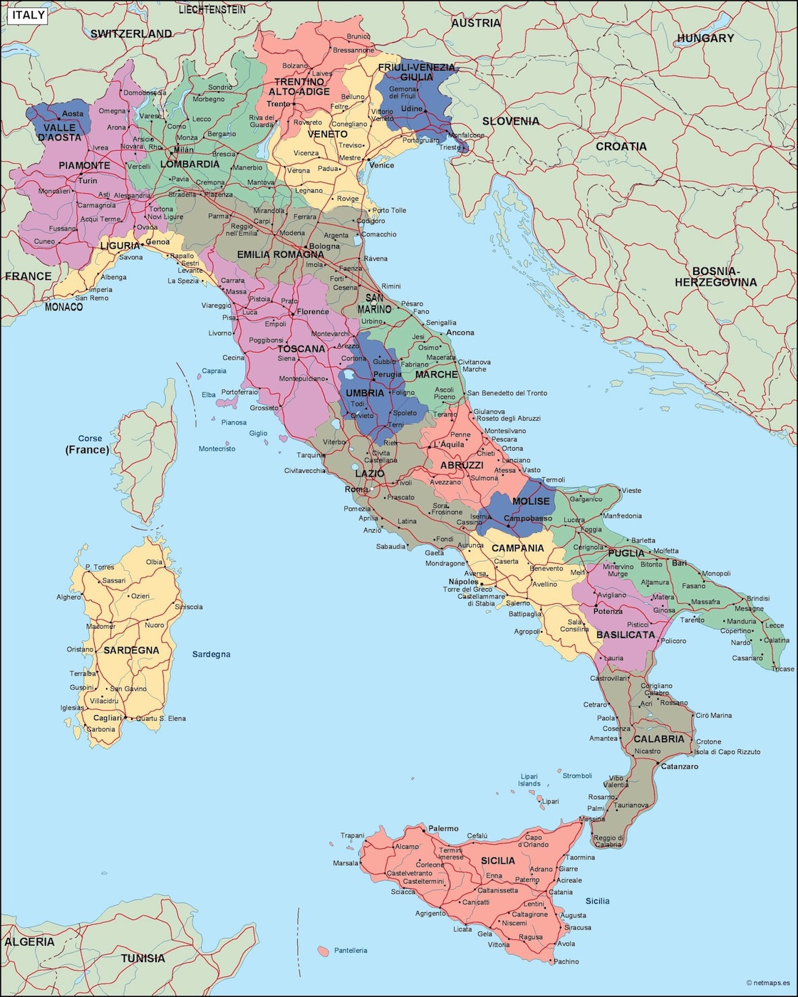 Italy political eps map vector