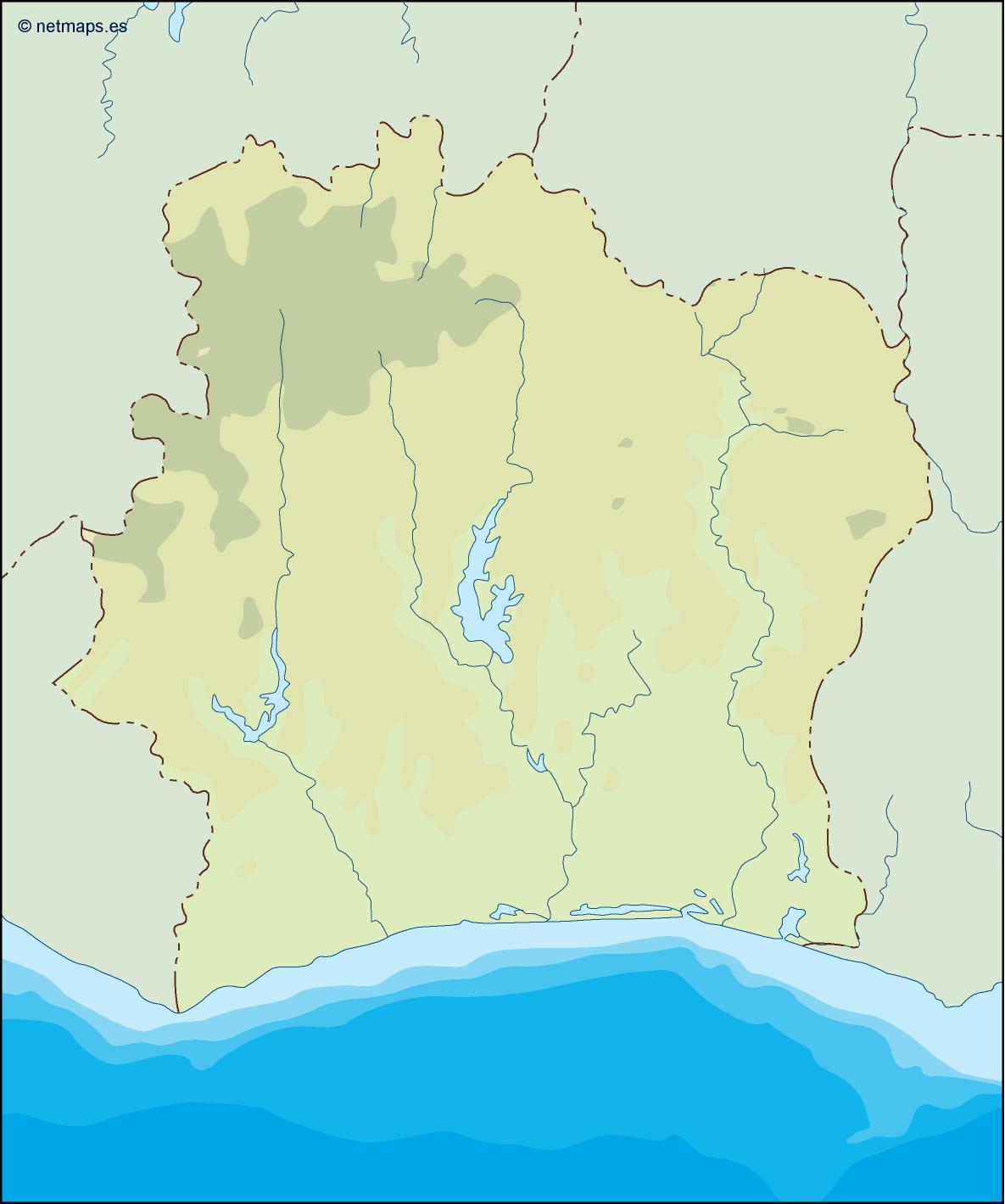 Ivory coast illustrator eps map vector