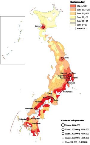 Japan Population eps map vector