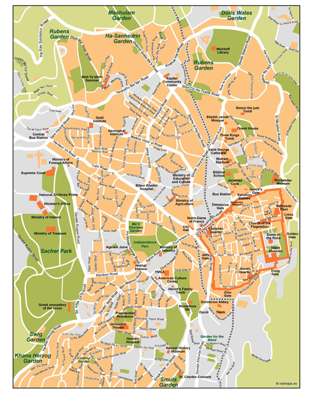 Jerusalem Illustrator eps map vector