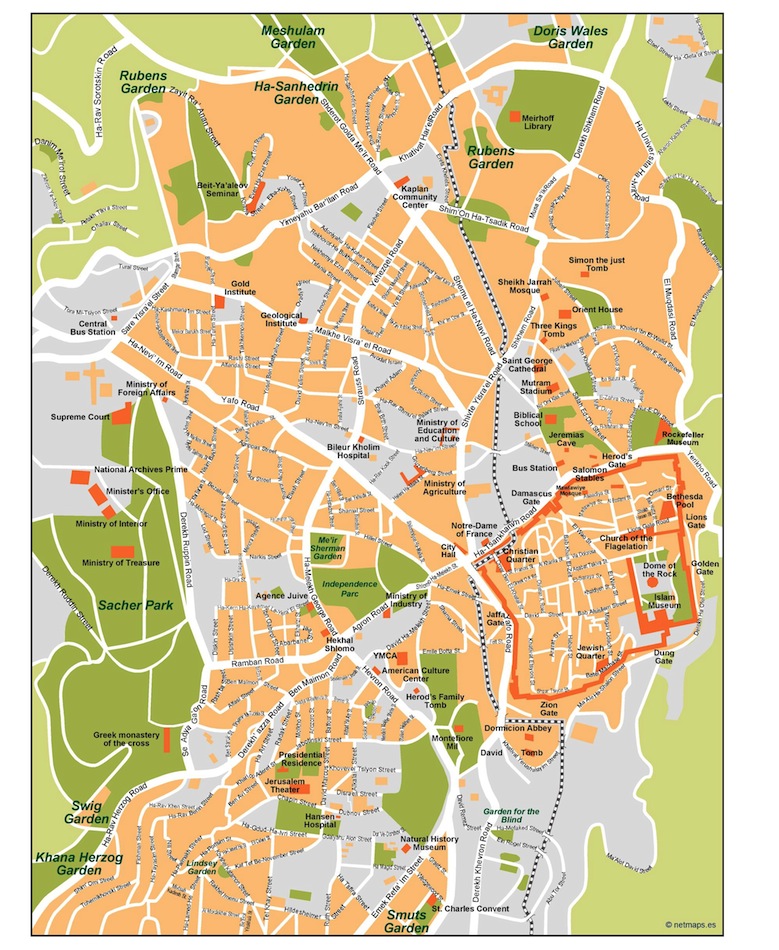 Jerusalem eps illustrator vector map