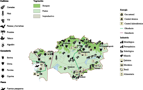 Kazajstan Economic eps map vector