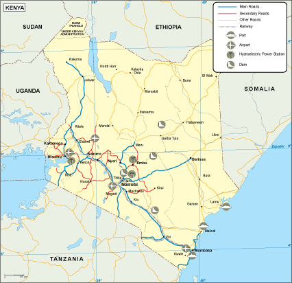 Kenya transportation eps map vector
