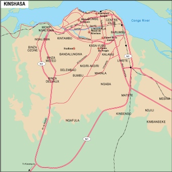 Kinshasa city eps map vector