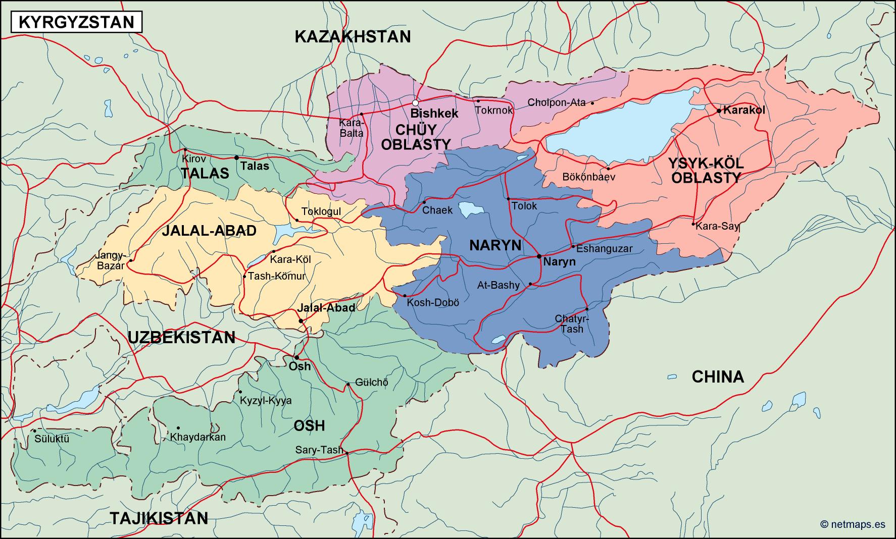 Kirgizistan political eps map vector