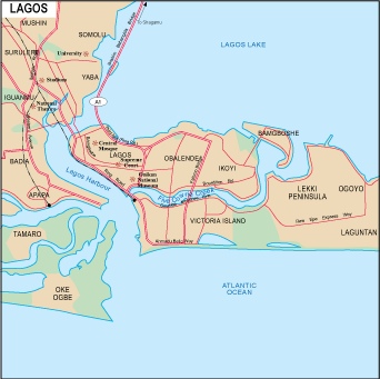 Lagos city eps map vector