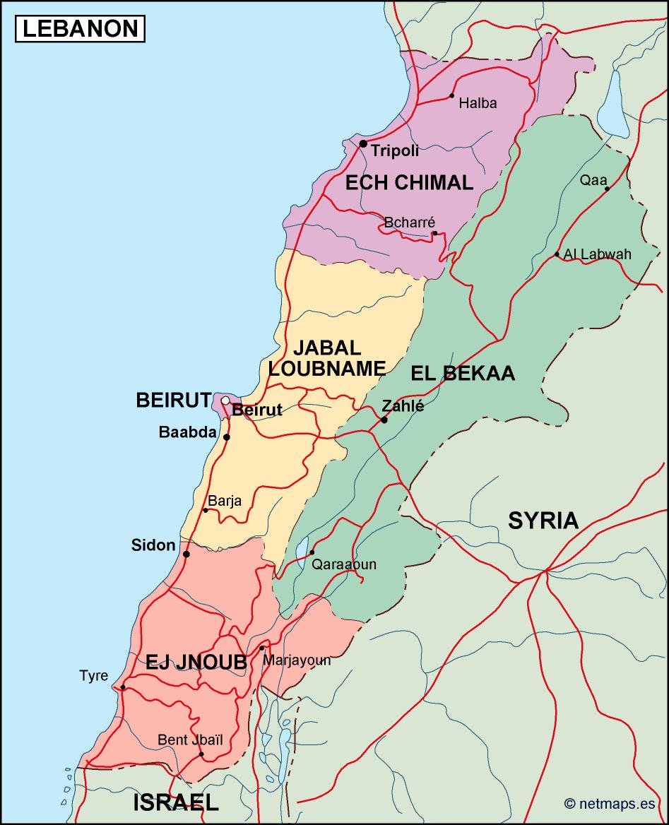 Lebanon political eps map vector
