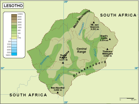 Lesotho physical eps map vector
