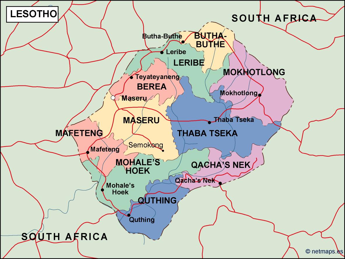 Lesotho political eps map vector
