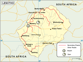 Lesotho transportation eps map vector