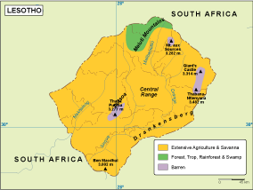 Lesotho vegetation eps map vector