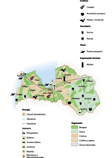 Letonia Economic eps map vector