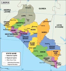 Liberia EPS map vector