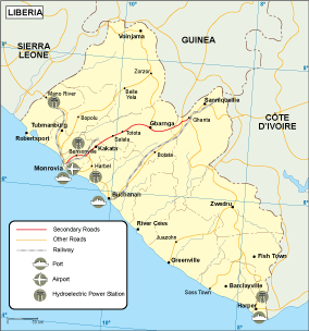 Liberia transportation eps map vector