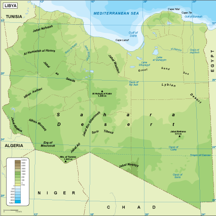 Libya physical eps map vector