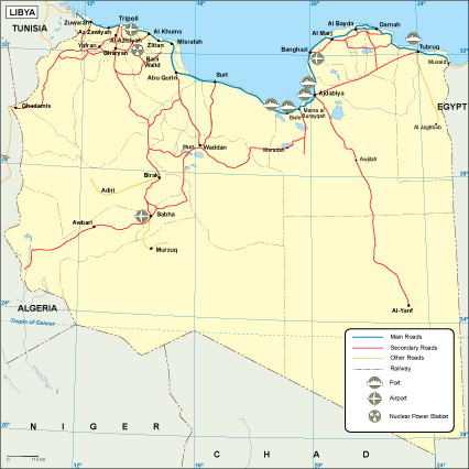 Libya transportation eps map vector