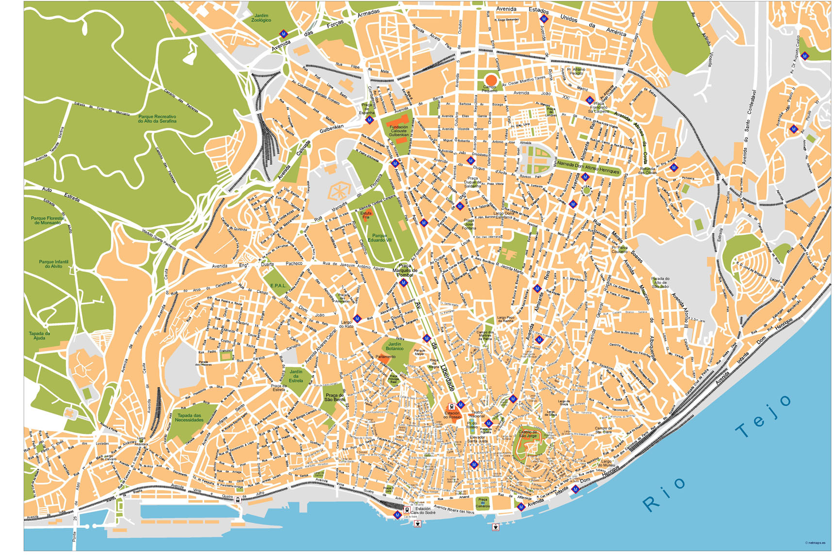 Lisboa Illustrator eps map vector