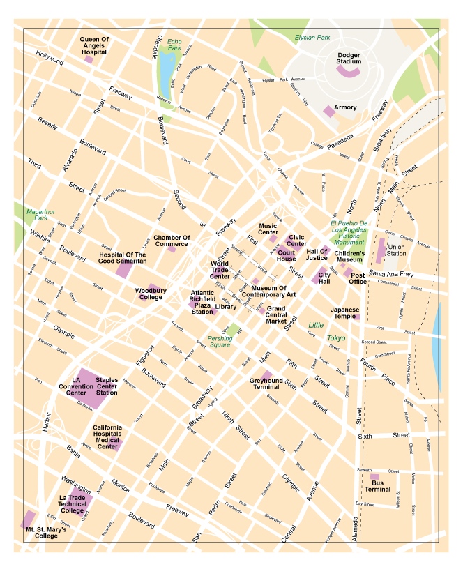Los Angeles city eps map vector Center