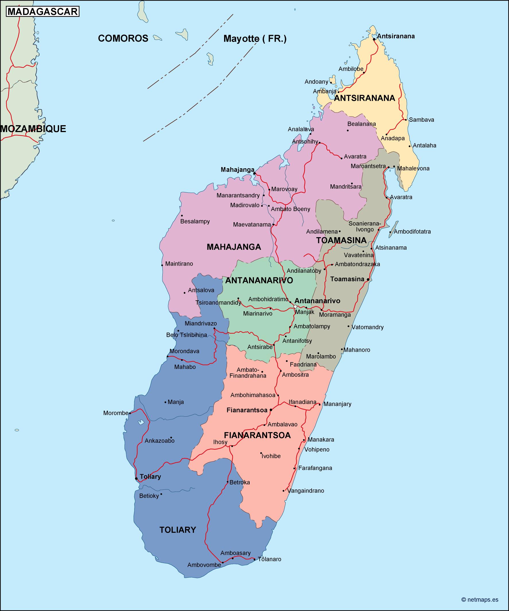 Madagascar political eps map vector
