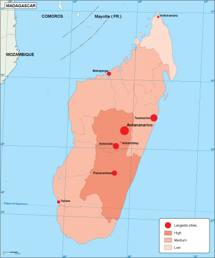 Madagascar population eps map vector