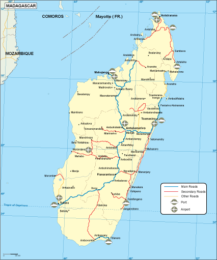 Madagascar transportation eps map vector