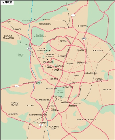 Madrid city eps map vector