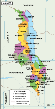 Malawi EPS map vector