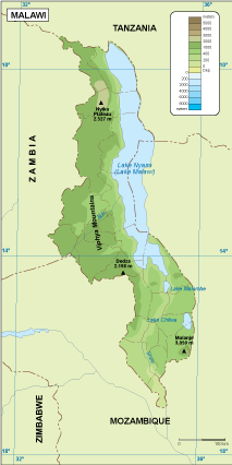 Malawi physical eps map vector