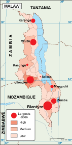 Malawi population eps map vector