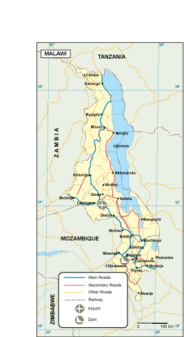 Malawi transportation eps map vector