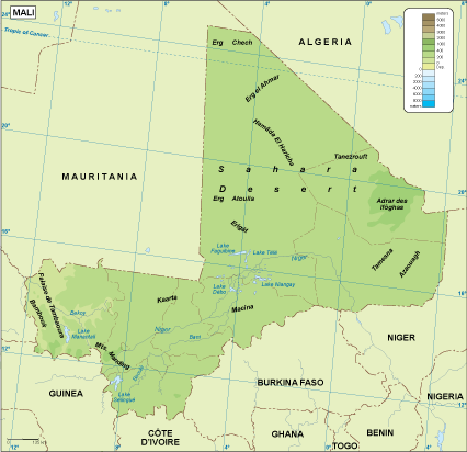 Mali physical eps map vector