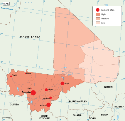 Mali population eps map vector