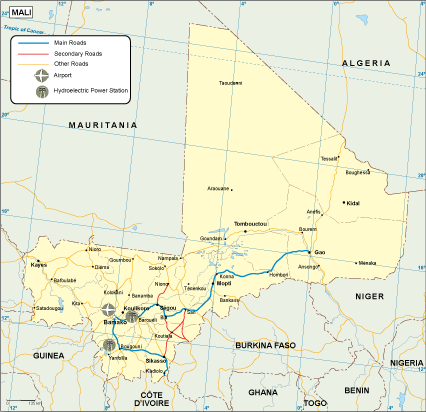 Mali transportation eps map vector