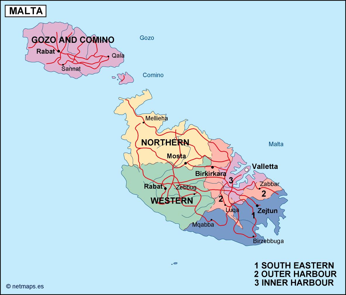Malta political eps map vector